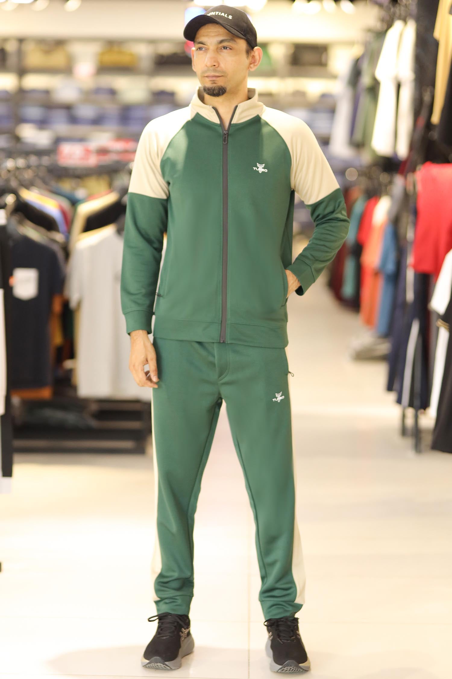 Turbo Raglan Sleeves Panel Moke Neck Zipper Tracksuit