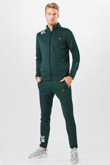 Reebk Ufc Mock Neck Fine Interlock Men Zipper Tracksuit In Green