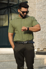Turbo Endless Cool Embossed Casual Shirt In Green