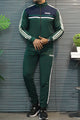 Adds Retro Chest Stripe Zipper Men's Co-Ord Set In Green