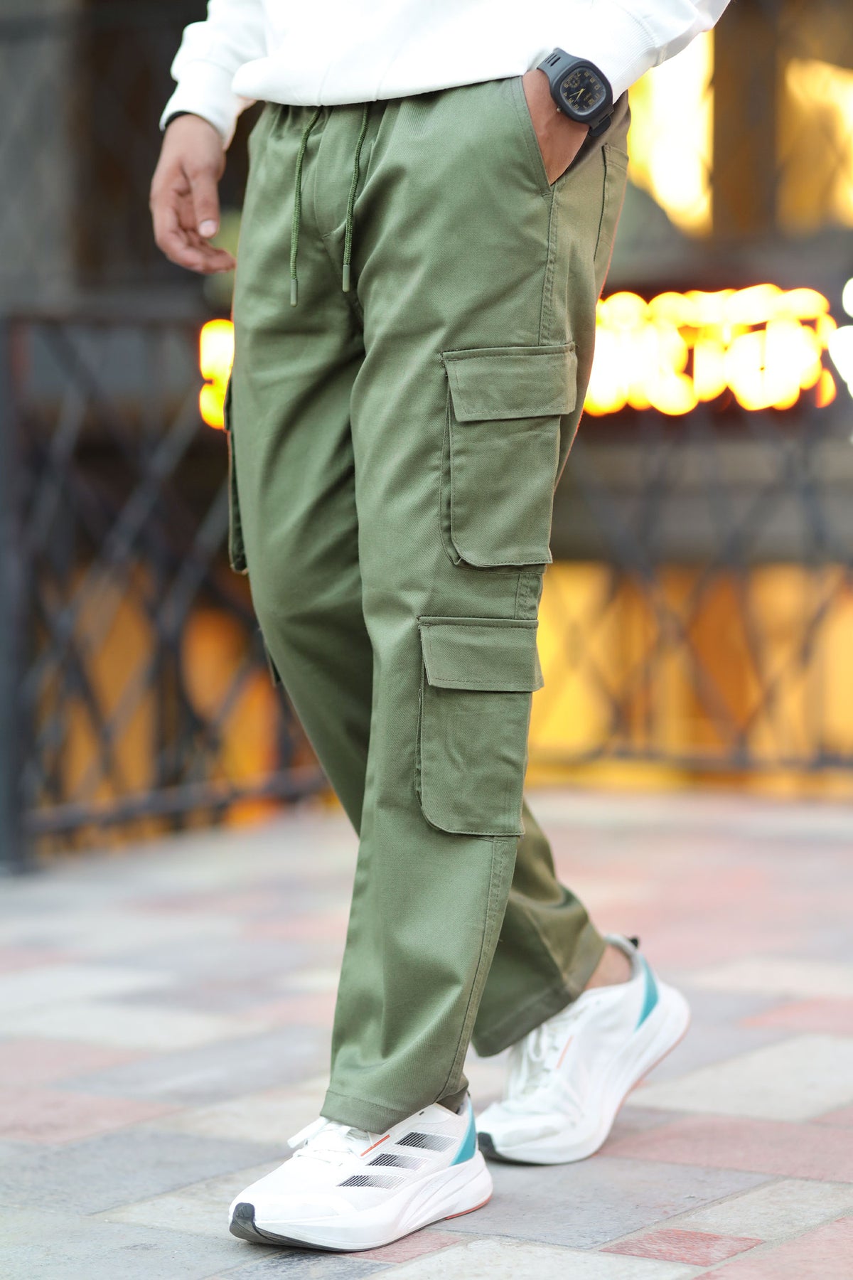 Turbo 8 Pockets Imp Cotton Blend Cargo Trouser In Green