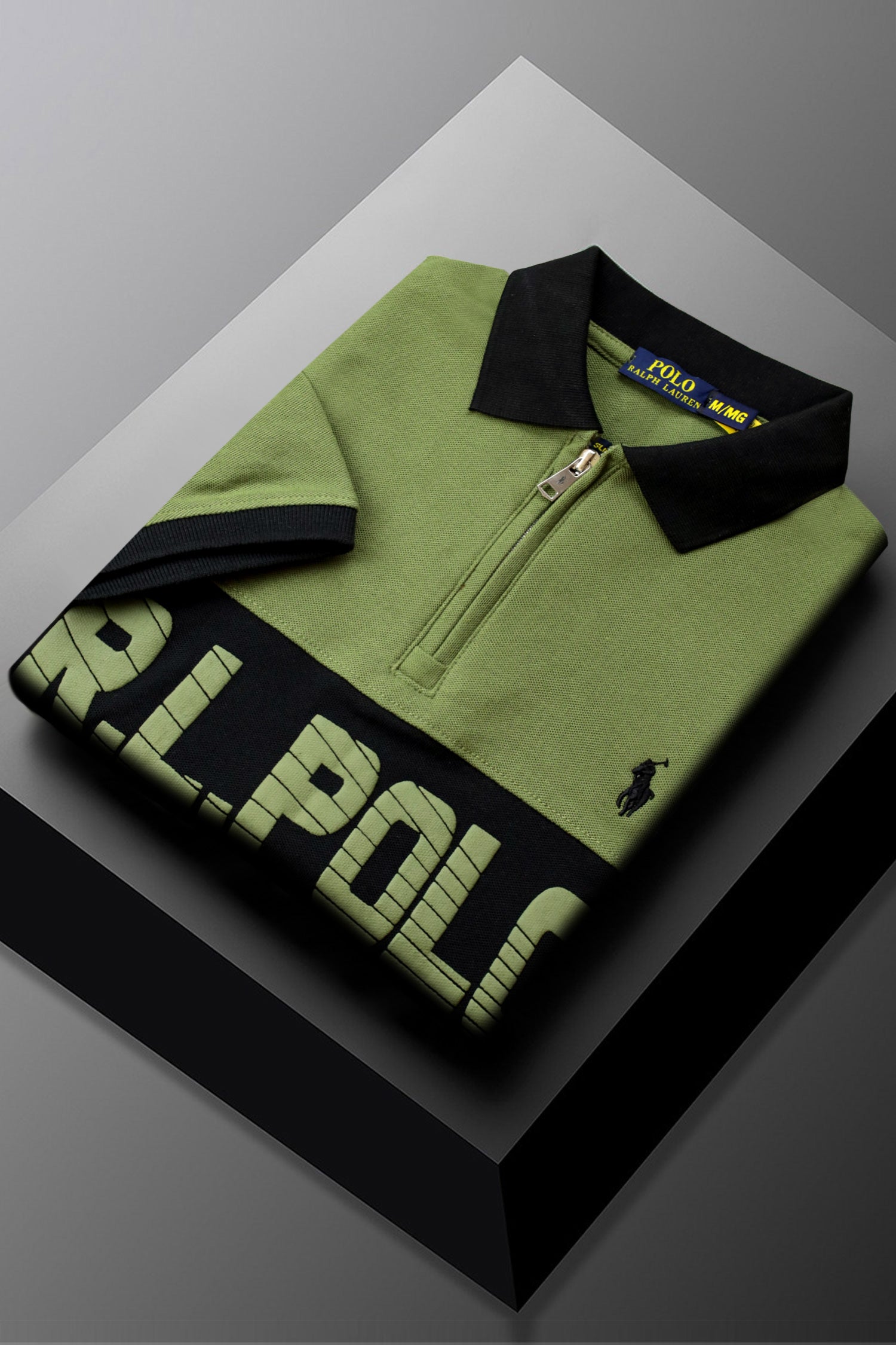 Rph Lren Classic Short Striped Zip Style Men's Polo Shirt