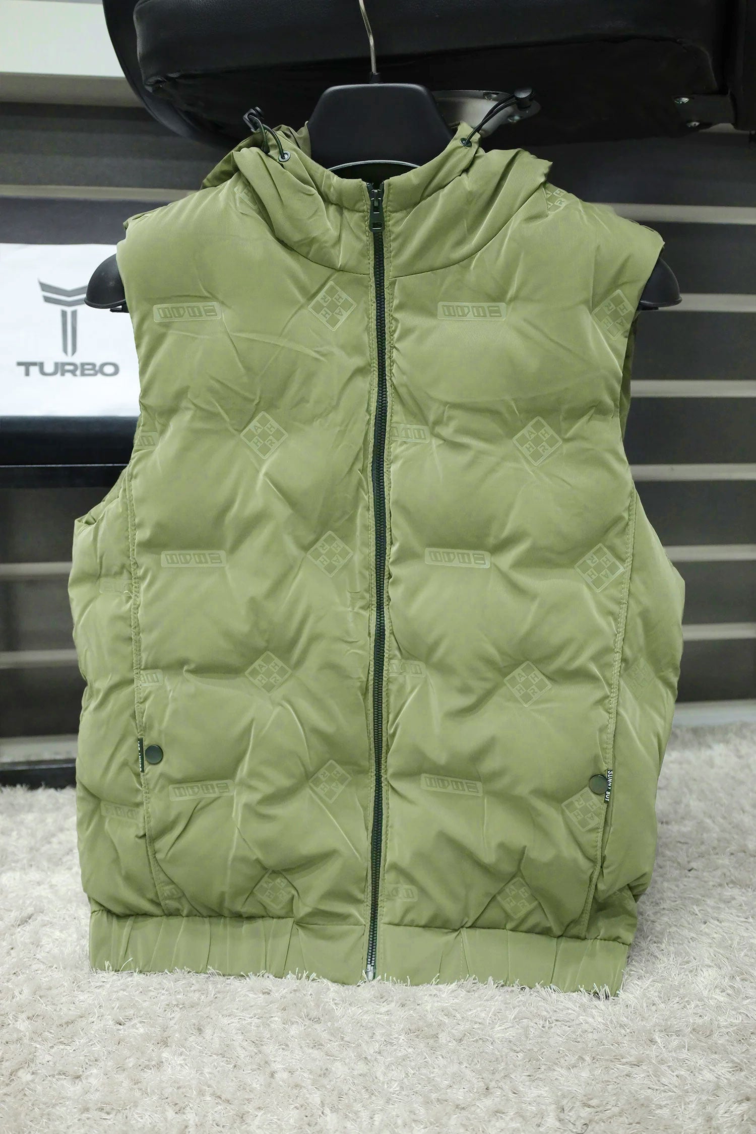 All Over Logo Imported Men's Gilet in Green