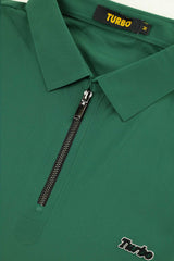 Turbo Signature Script Zip-Placket Men's Polo Shirt