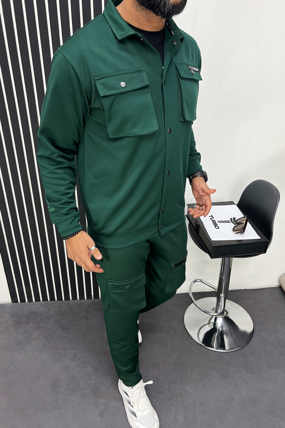 Turbo Pocket Style Men Tracksuit In Dark Green Turbo Brands Factory