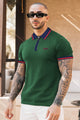 Turbo Record Zip Collar-Block Men's Polo Shirt