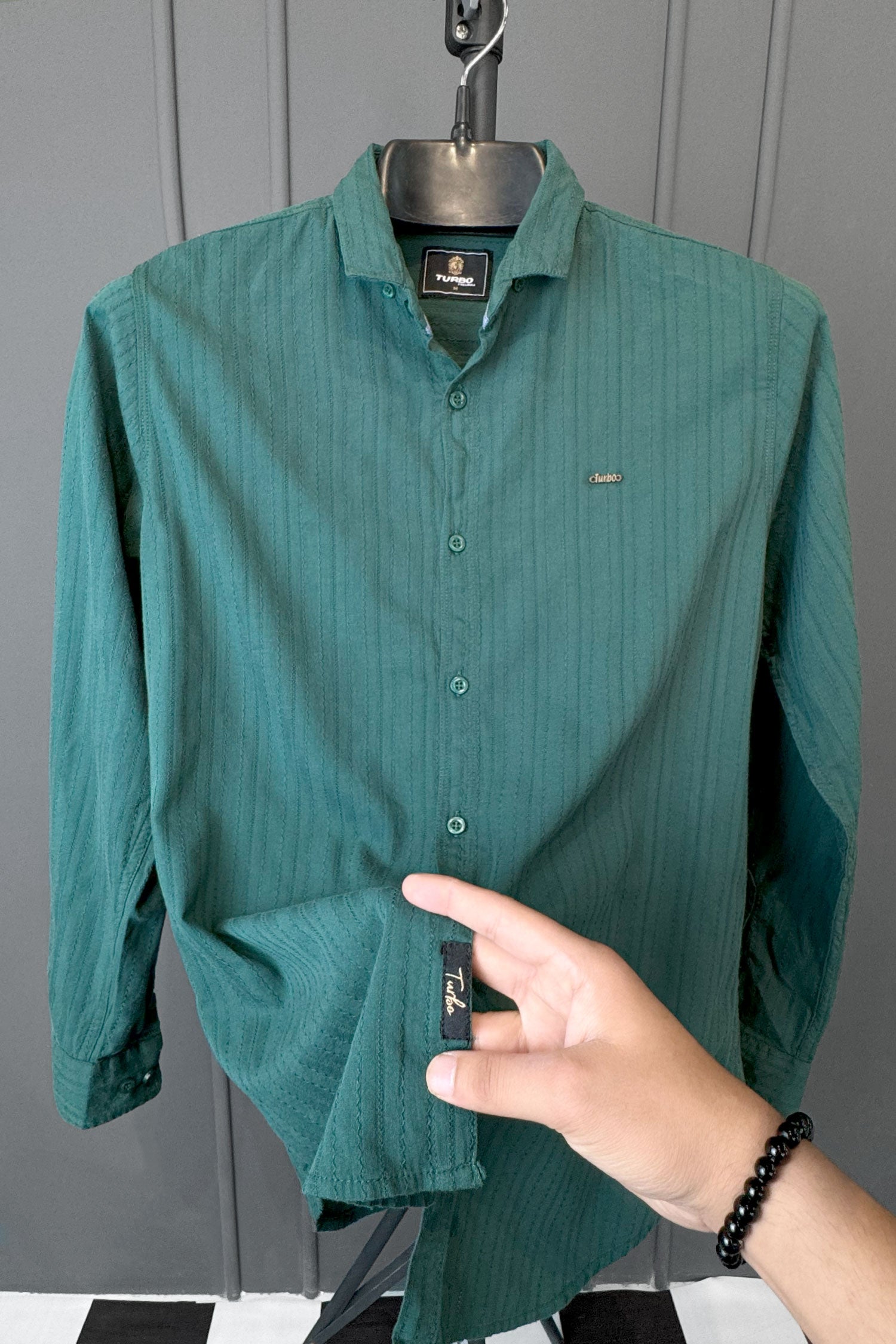 Turbo Billy Textured Knit Long Sleeve Cotton Casual Shirt
