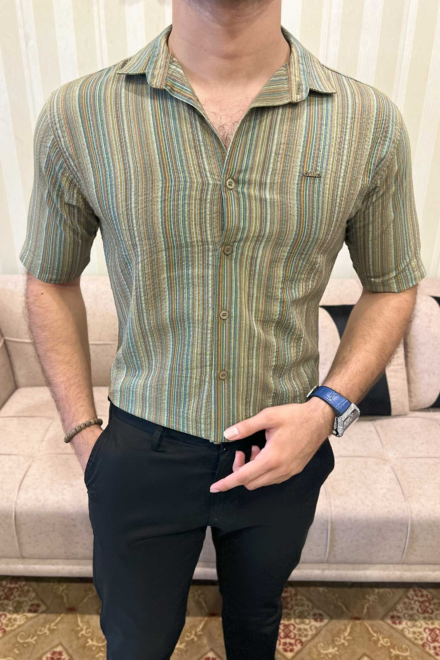 Turbo Spring Edit Textured Casual Shirt