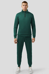 Turbo Half Zip Style Men Zipper Tracksuit In Dark Green