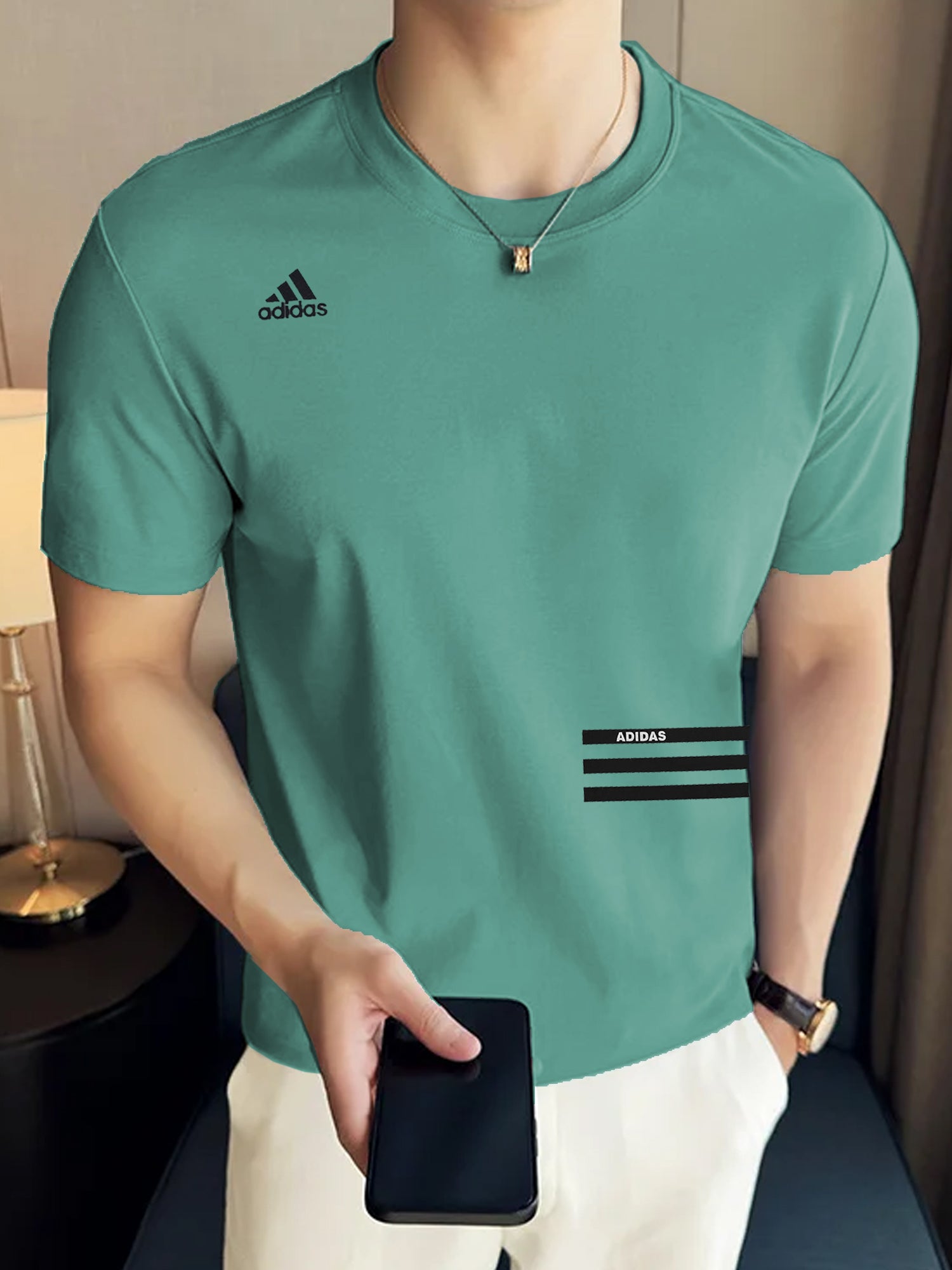 Adds Premium Tennis Short Sleeves Round Neck T-Shirt