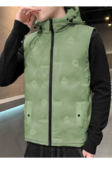 Winter Perfect Quilted Detachable Hood Imported Men's Gilet In Green