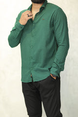 Turbo Lining Check Creation Long Sleeve Cotton Casual Shirt