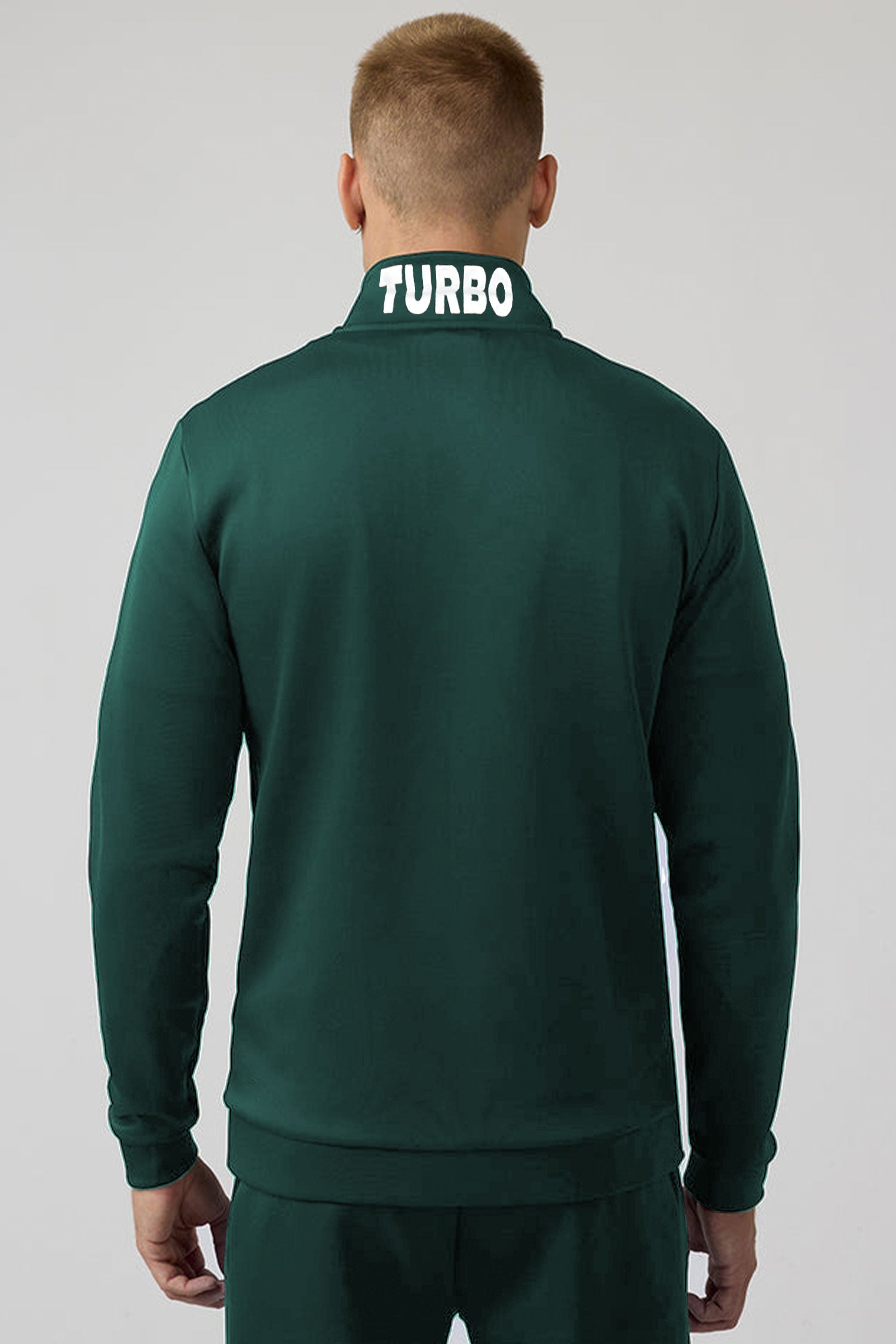 Turbo Half Zip Style Men Zipper Tracksuit In Dark Green