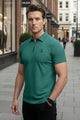Turbo Elite Weave Textured Zipper Men's Polo Shirt In Light Green