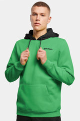 Plm Angl Contrast Tone Cap Fleece Hoodie In Green