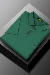 Turbo Signature Script Zip-Placket Men's Polo Shirt