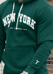 Turbo NY Aplic Print Fleece Hoodie In Green