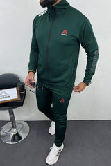 Reebk Ufc Mock Neck Fine Interlock Men Zipper Tracksuit In Green