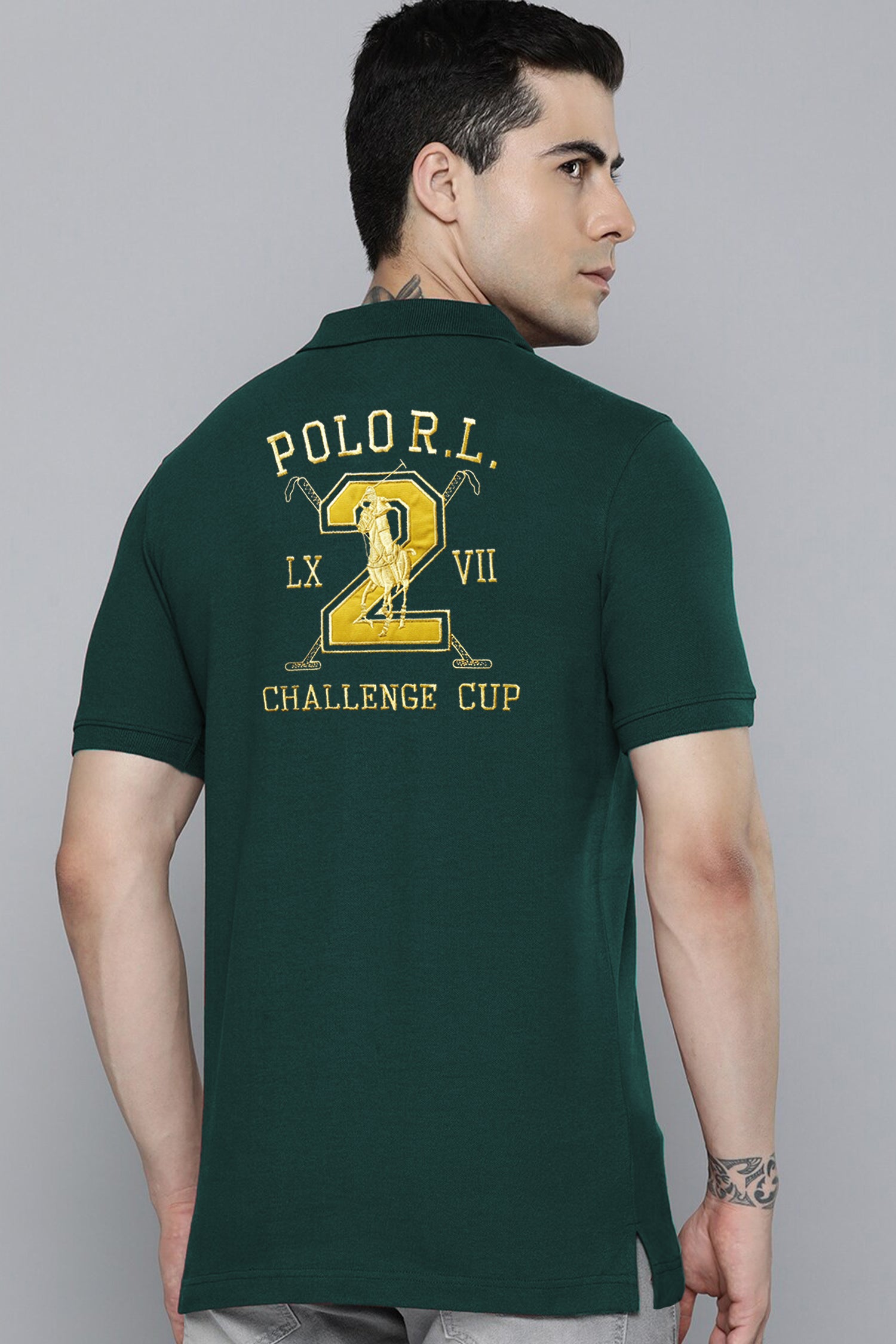Polo Rph Luren Classic Fit Typography Embroidered Men's Polo Shirt In Green