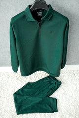 Turbo Half Zip Style Men Zipper Tracksuit In Dark Green