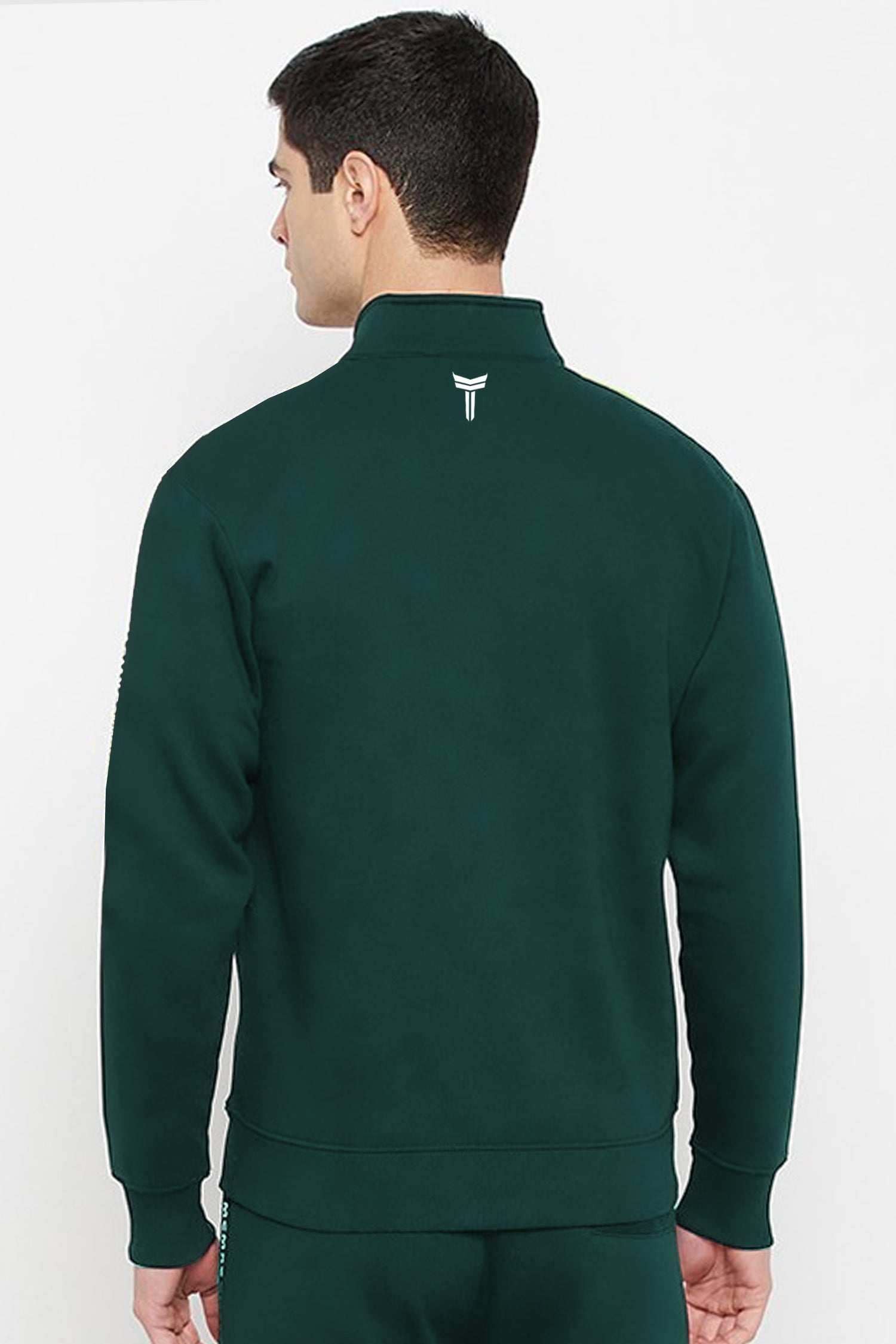 Turbo Strip Panel Men Zipper Tracksuit In Green