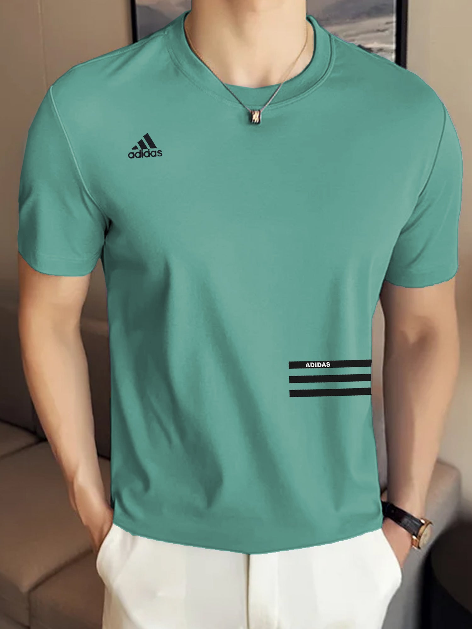 Adds Premium Tennis Short Sleeves Round Neck T-Shirt