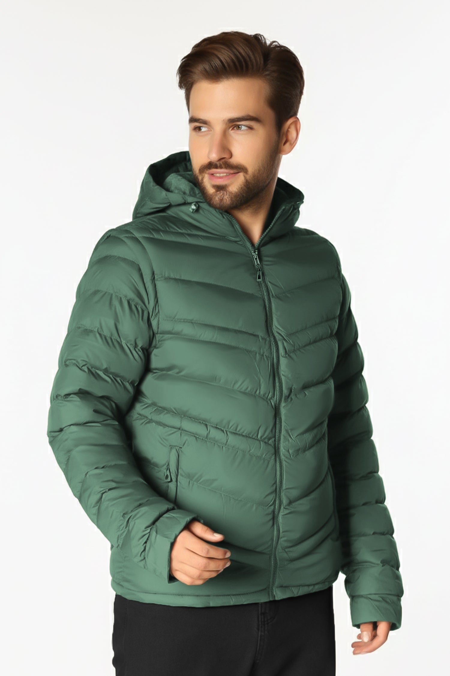 Turbo Poly Stretch Removable Arm Imported Puffer Jacket