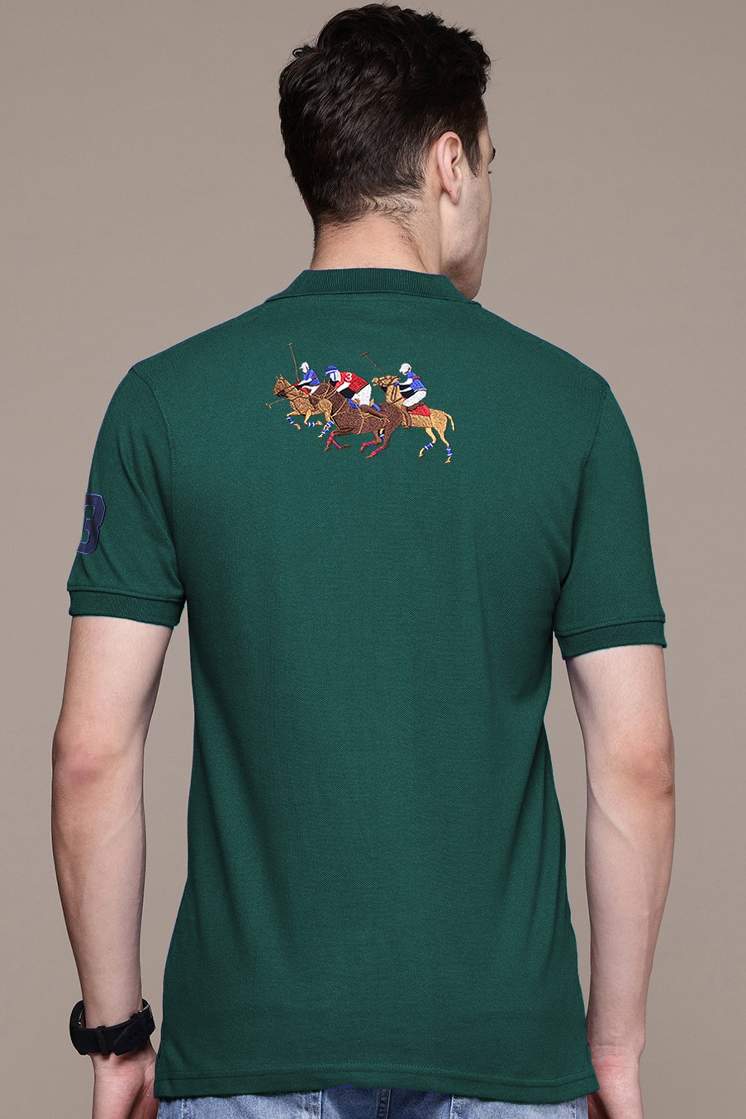 Rph Lren Polo Crest Badge Men's Polo Shirt In Green