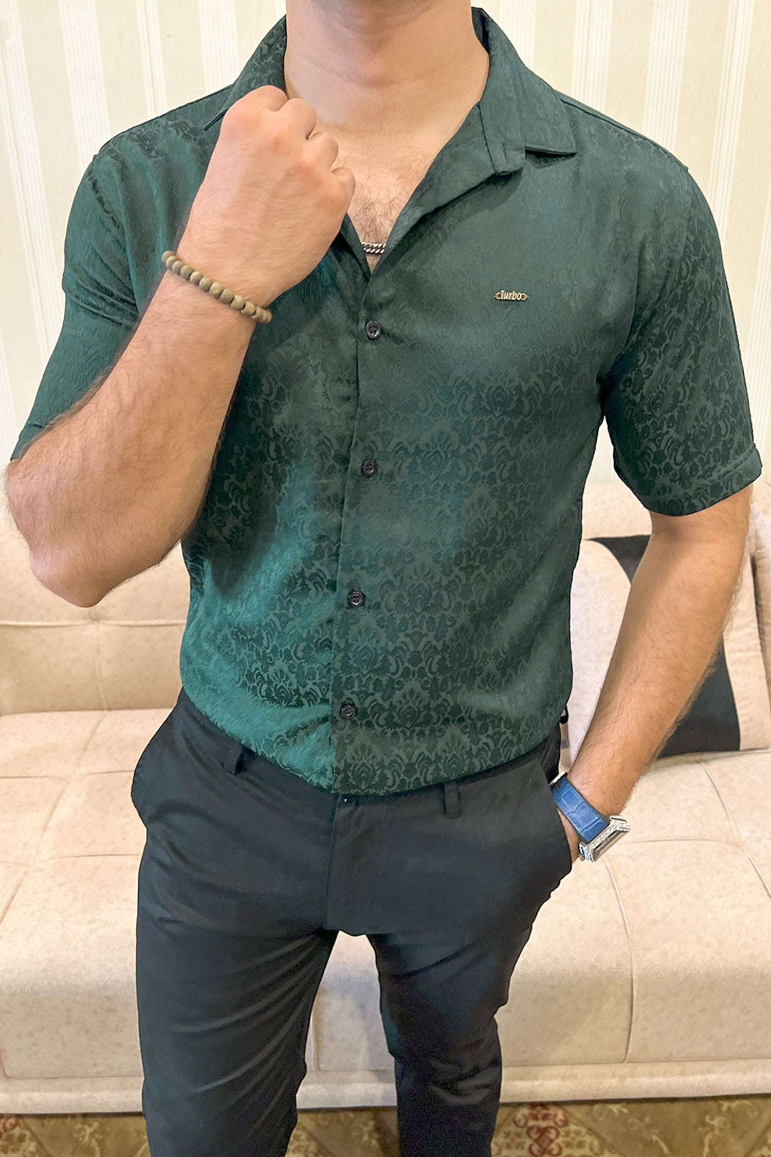 Turbo Designer Motif Floral Casual Shirt