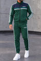Adds Retro Chest Stripe Zipper Men's Co-Ord Set In Green