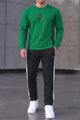 Turbo Knitted Side Panel Round Neck Men's Co-Ord Set In Green