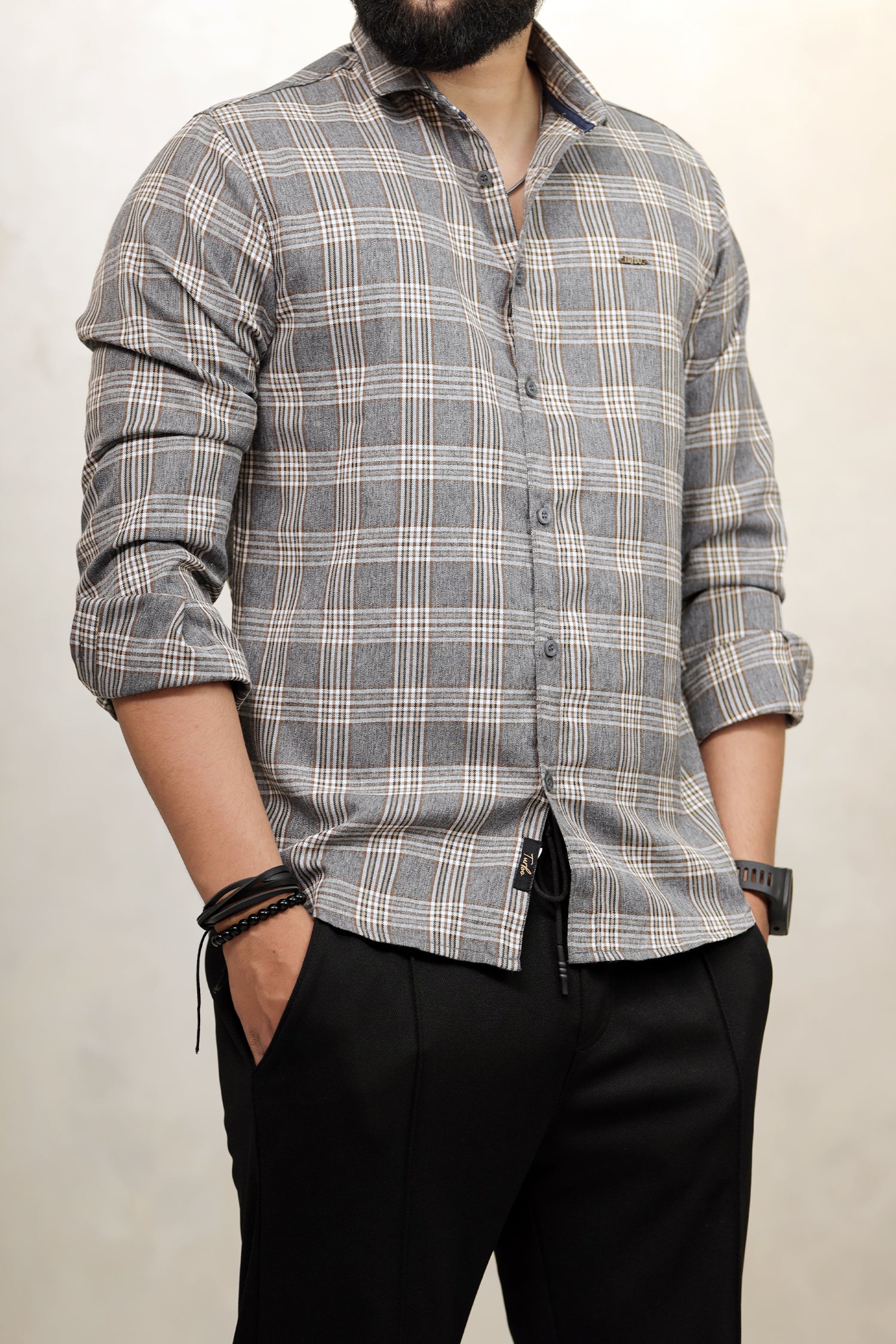 Turbo Tattersall Checkered Long Sleeve Cotton Casual Shirt