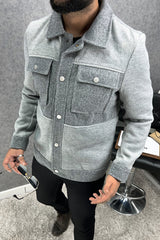 Contrast Tone Pockets Imported Men's Woolen Jacket