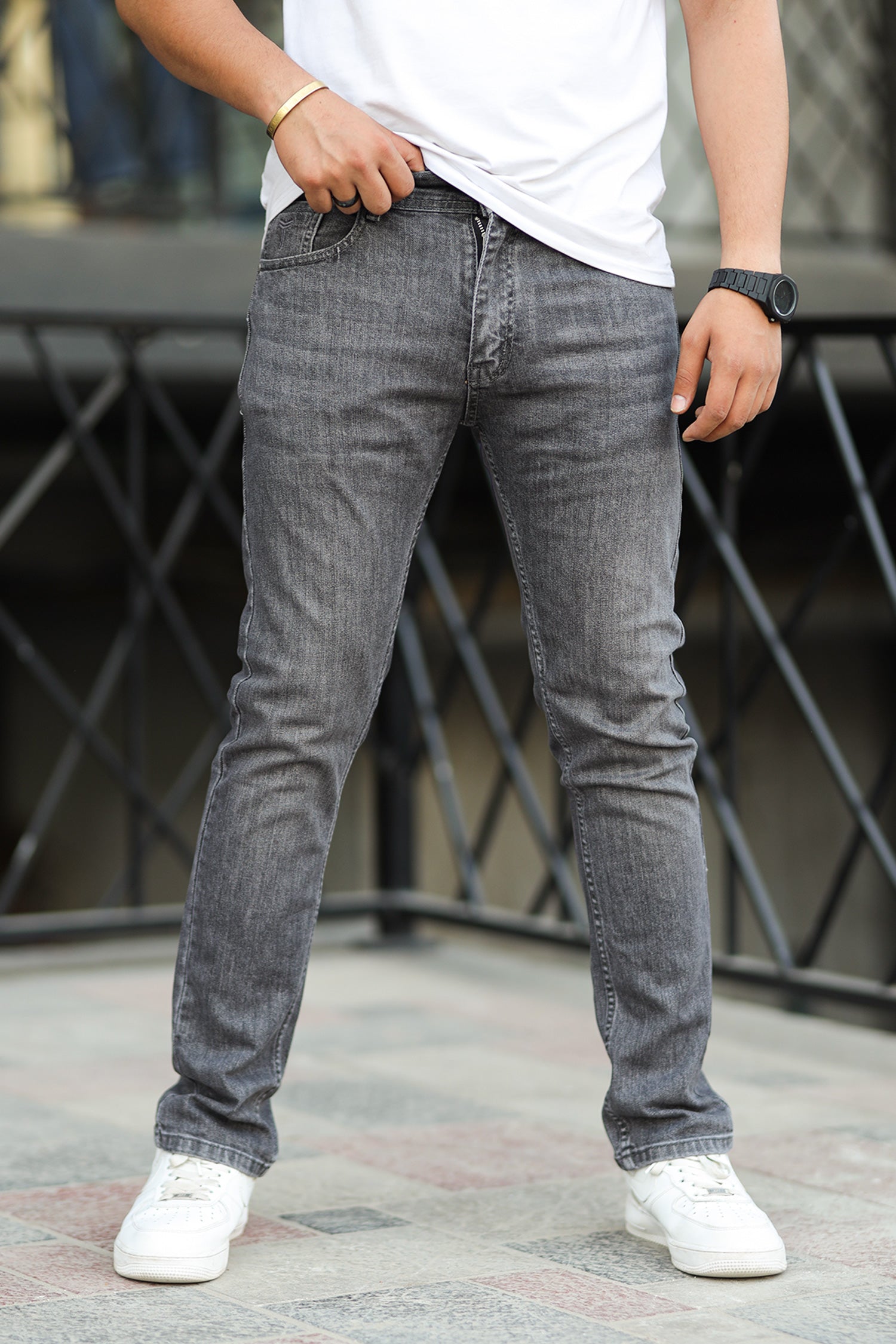 Denim ApexFlex Tailored Slim Fit Jeans In Grey
