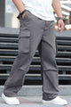 Turbo Hexa Pockets Loose Bottom Cargo Trouser In Grey