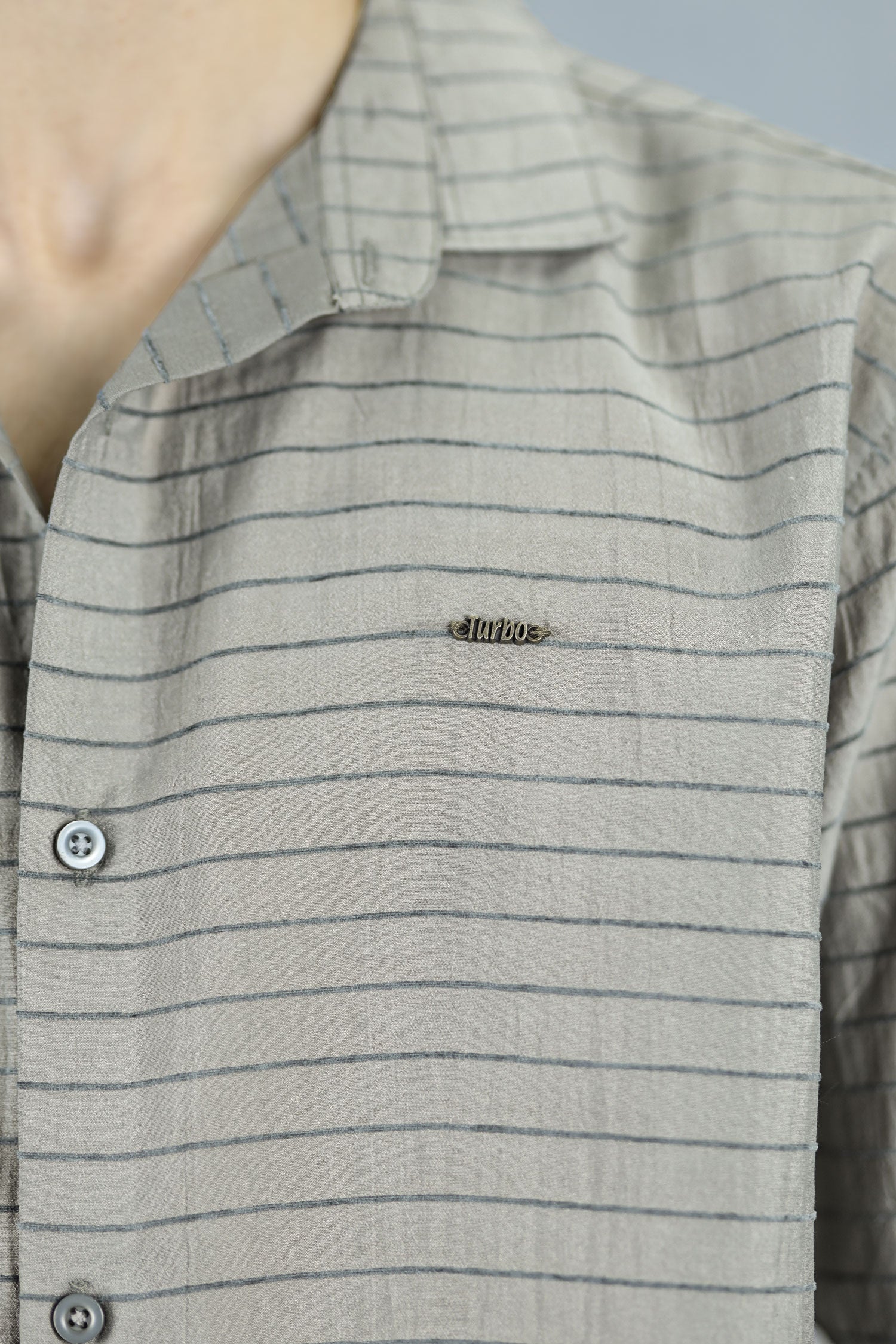 Turbo Snitch Striped Casual Shirt In Grey