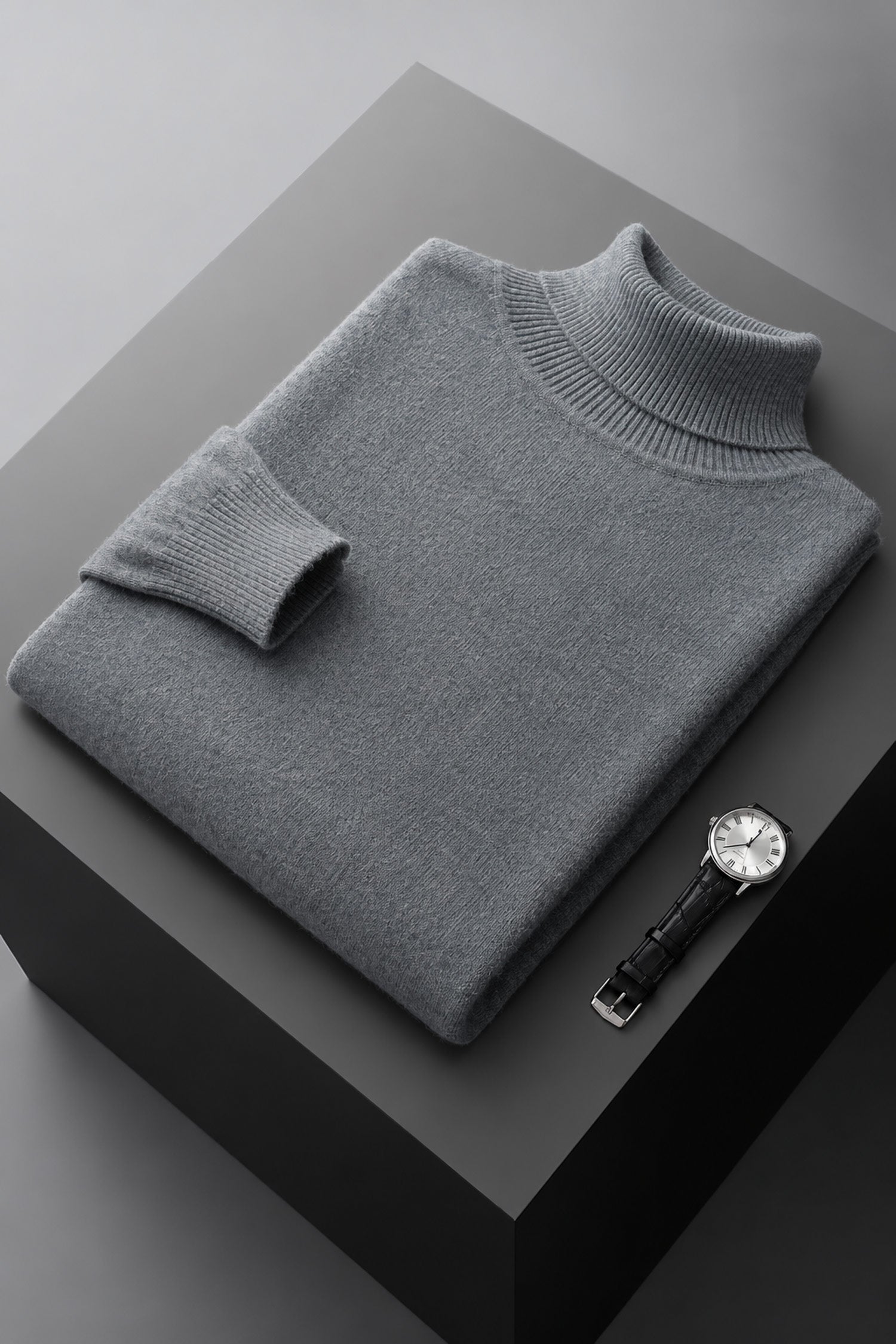 Turbo Extreme Rabbit Wool Turtleneck Pullover Imported High Neck In Grey