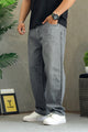 Turbo Minimal Straight Leg Denim Baggy Jeans In Grey