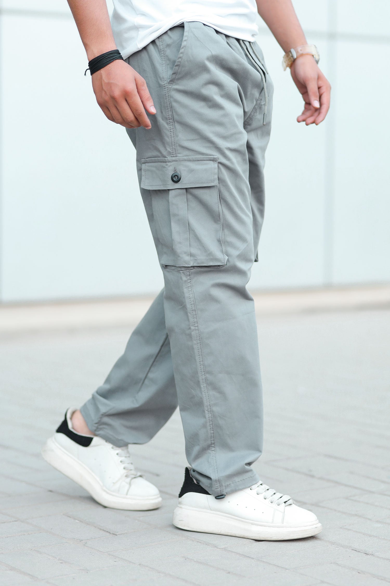 Turbo Loose Bottom Cargo Trouser In Grey