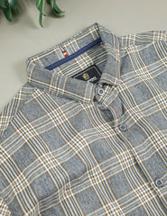 Turbo Tattersall Checkered Long Sleeve Cotton Casual Shirt In Grey