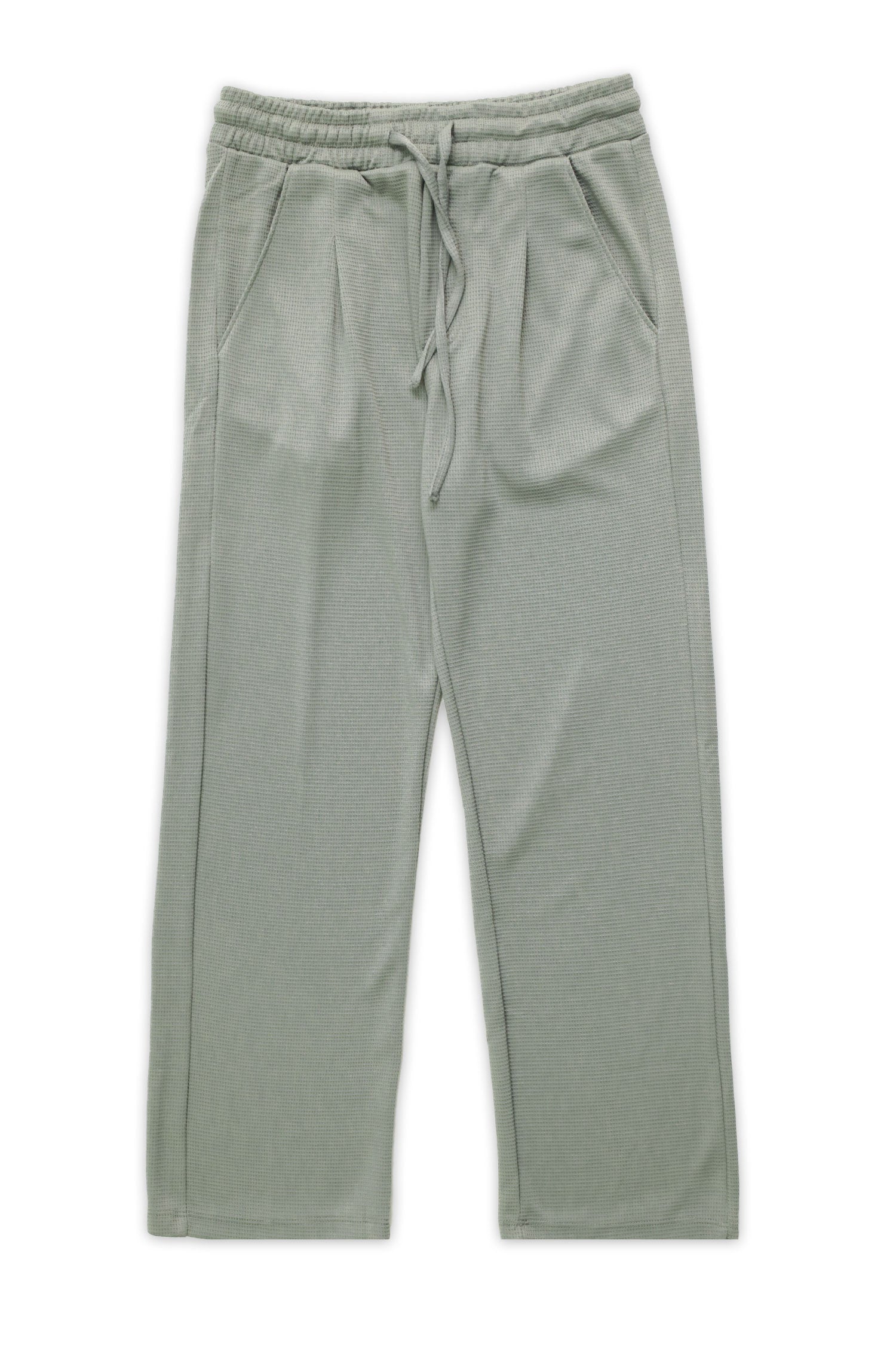 Turbo High Rise Pleated Waffle Pattern Loose Bottom Trouser