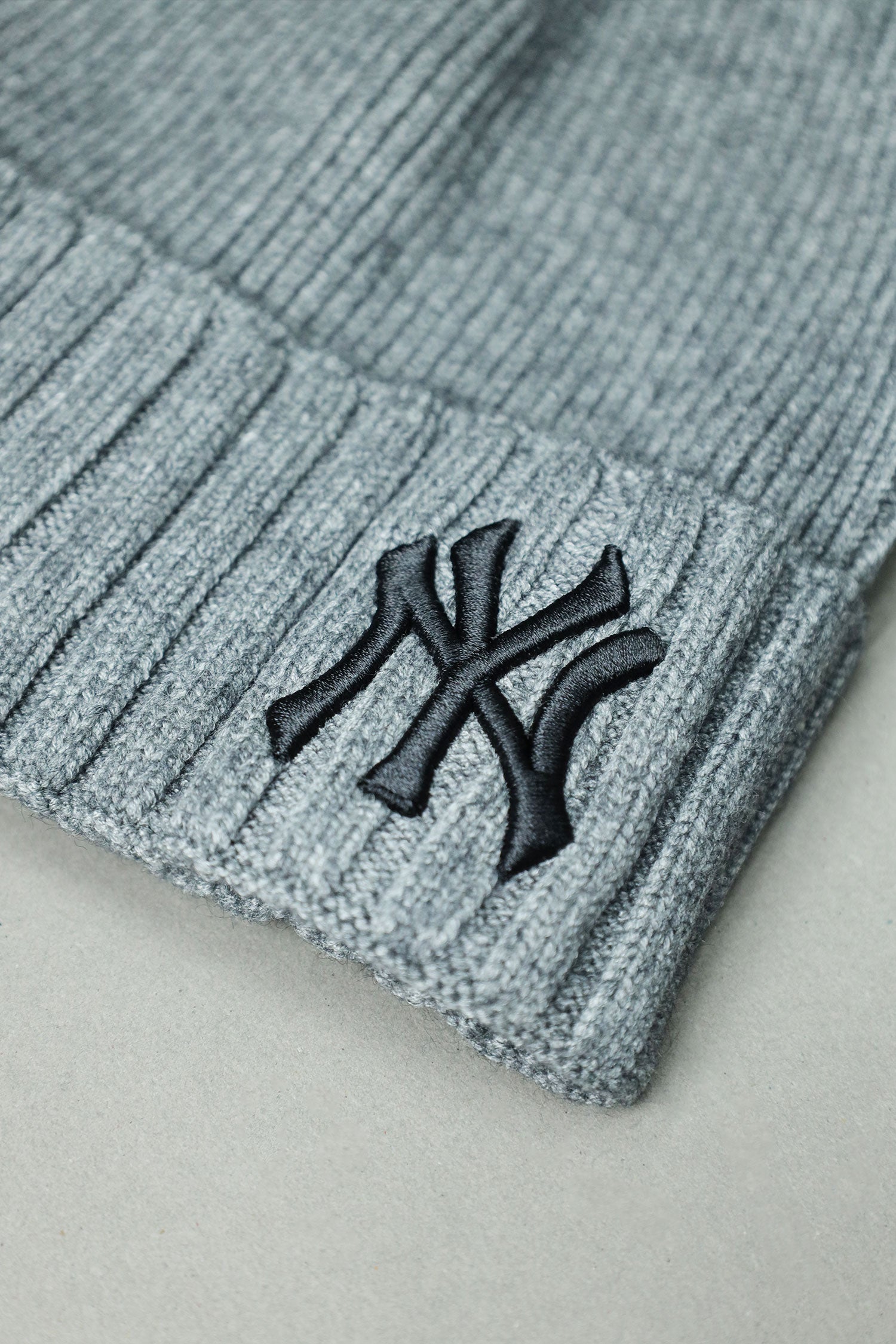 NY Letter Era Cashmere Wool Beanie Cap In Grey