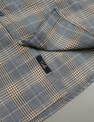 Turbo Plaid Pattern Creation Long Sleeve Cotton Casual Shirt In Grey