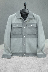 Contrast Tone Pockets Imported Men's Woolen Jacket