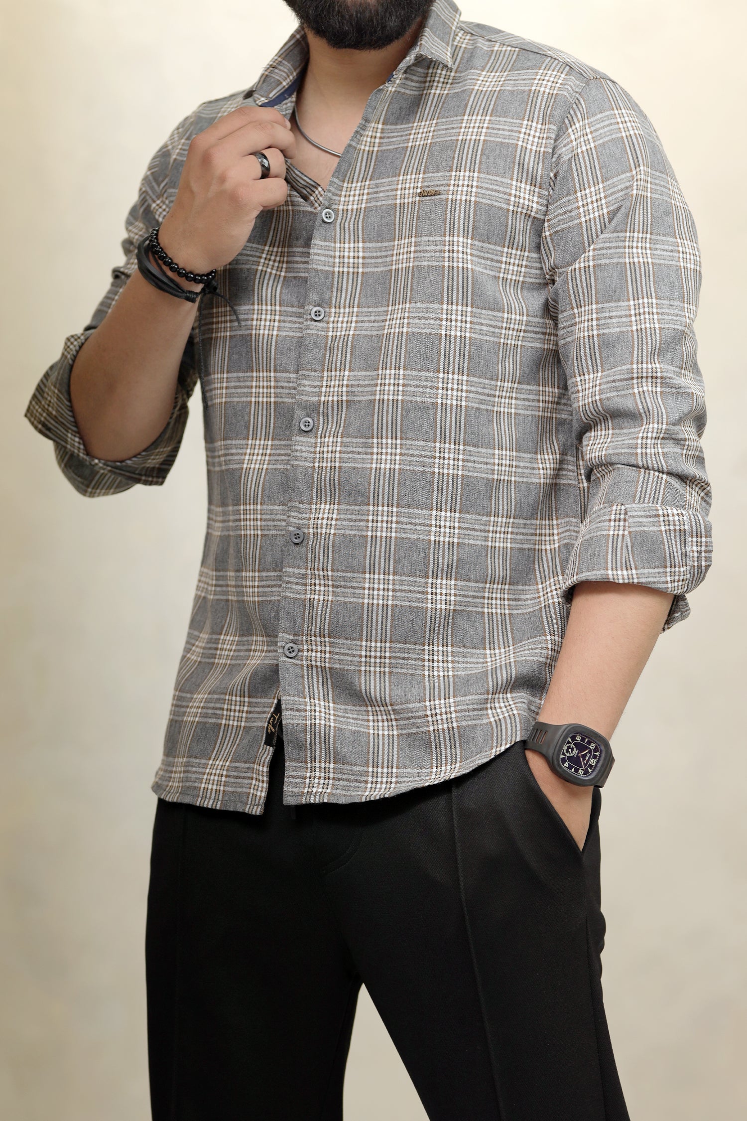 Turbo Tattersall Checkered Long Sleeve Cotton Casual Shirt