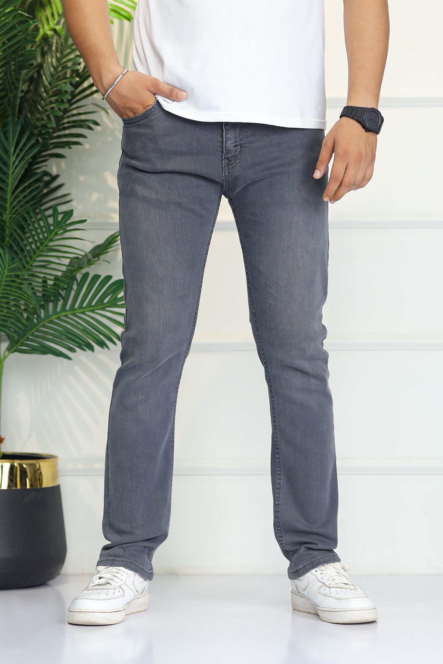 Turbo 'All-Day' Comfort-Flex Slim Fit Jeans In Grey