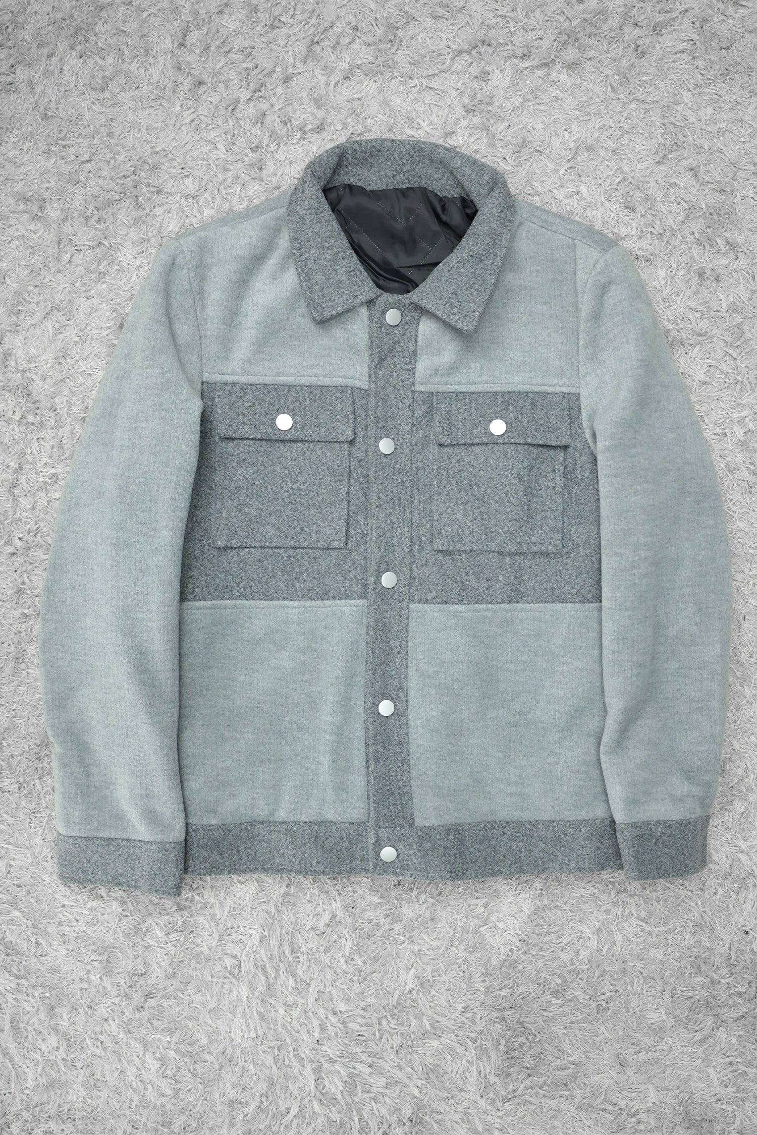 Contrast Tone Pockets Imported Men's Woolen Jacket