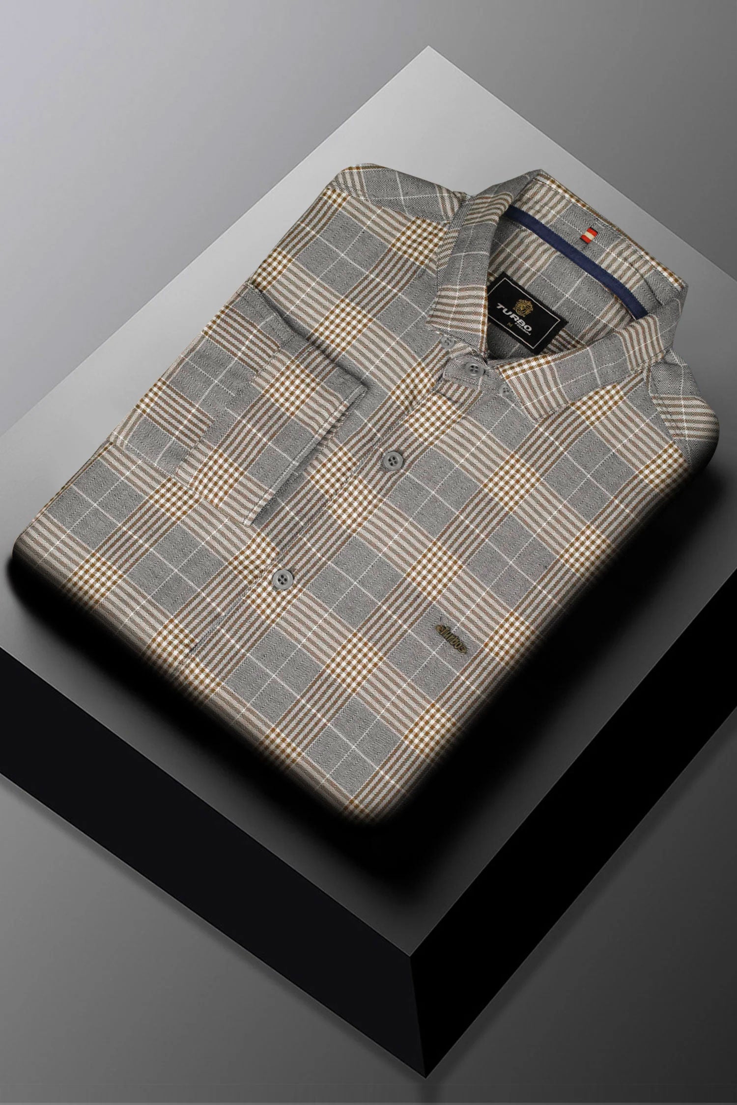 Turbo Plaid Pattern Creation Long Sleeve Cotton Casual Shirt
