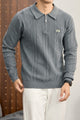 Armni Fine-Knit Collared Zipper Imported Men's Jumper Sweater In Grey