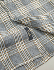 Turbo Tattersall Checkered Long Sleeve Cotton Casual Shirt In Grey